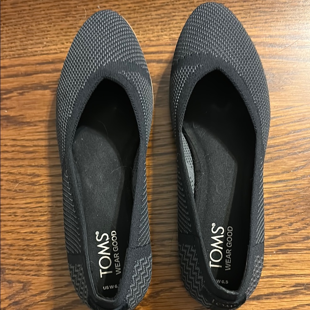 Toms Black Canvas Flats Slip-On Loafers